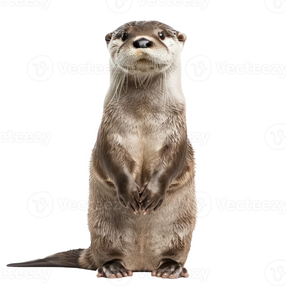 otter standing up on its hind legs, isolated on transparent background png