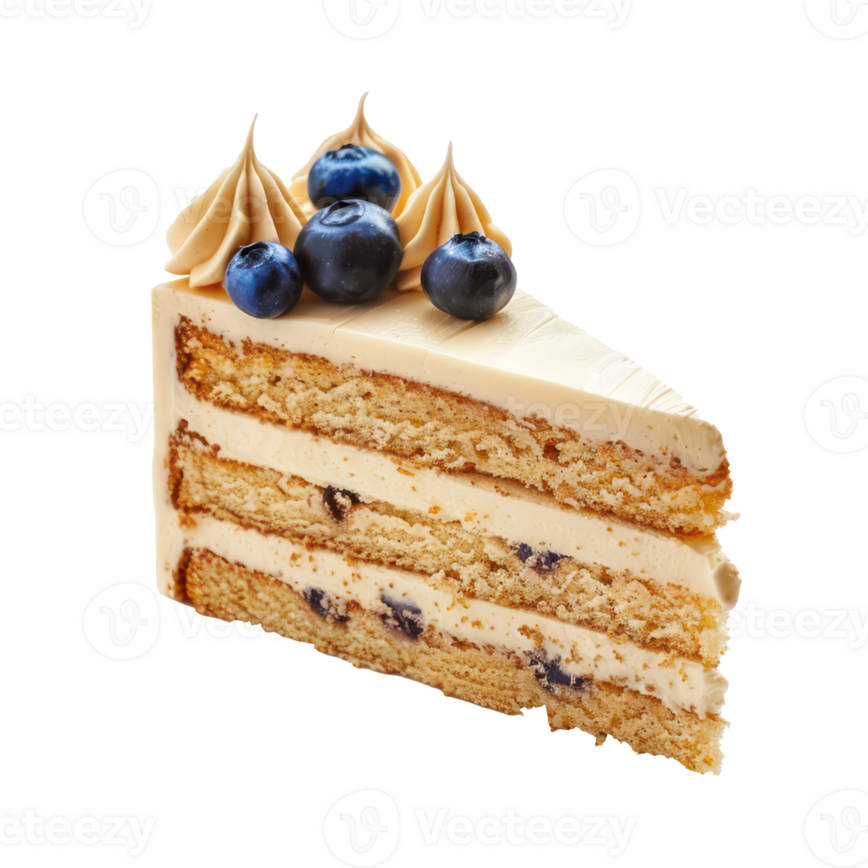 blueberry cake with cream frosting and blueberries png