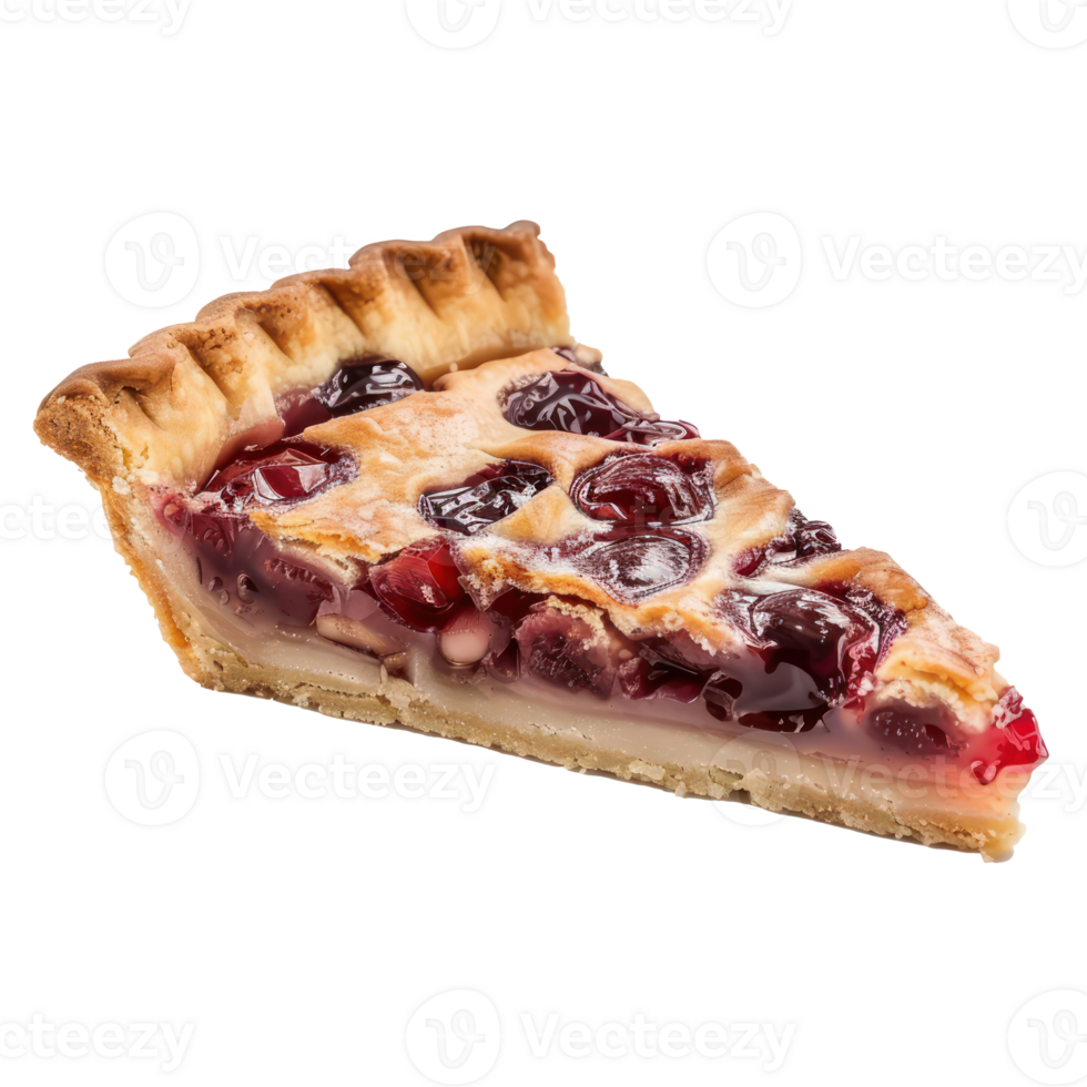 a slice of pie with cherries on it png