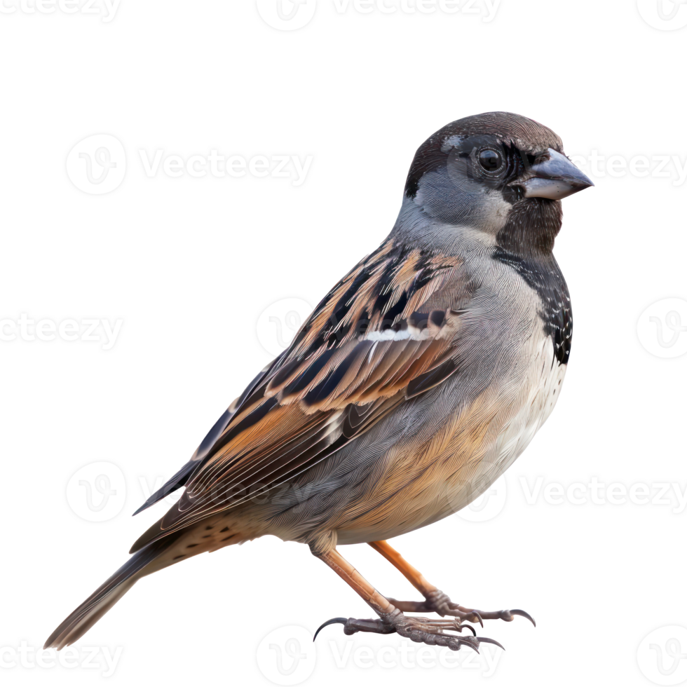 Passerine front view full body isolate on transparent background png