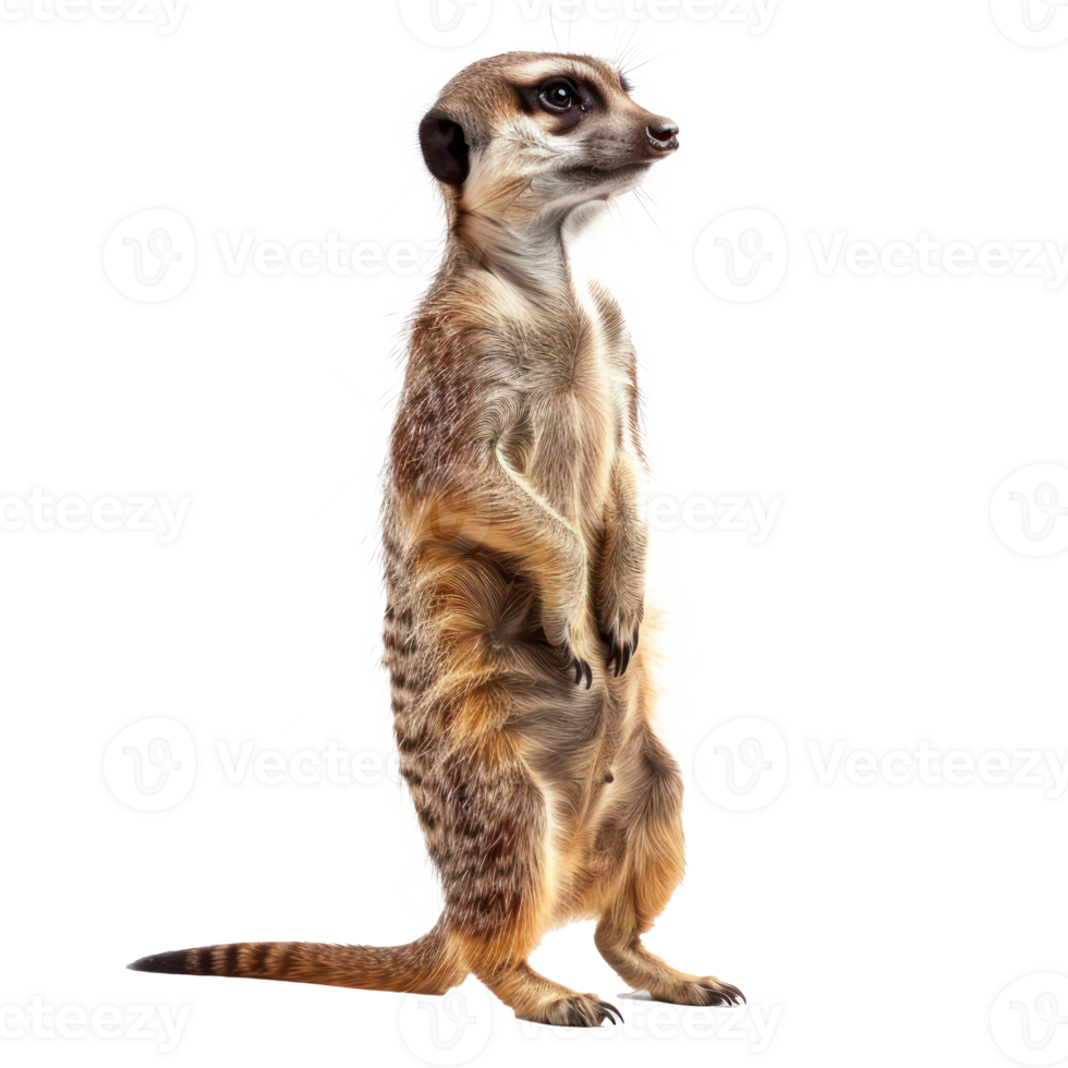 meerkat standing on its hind legs, isolated on a transparent background png