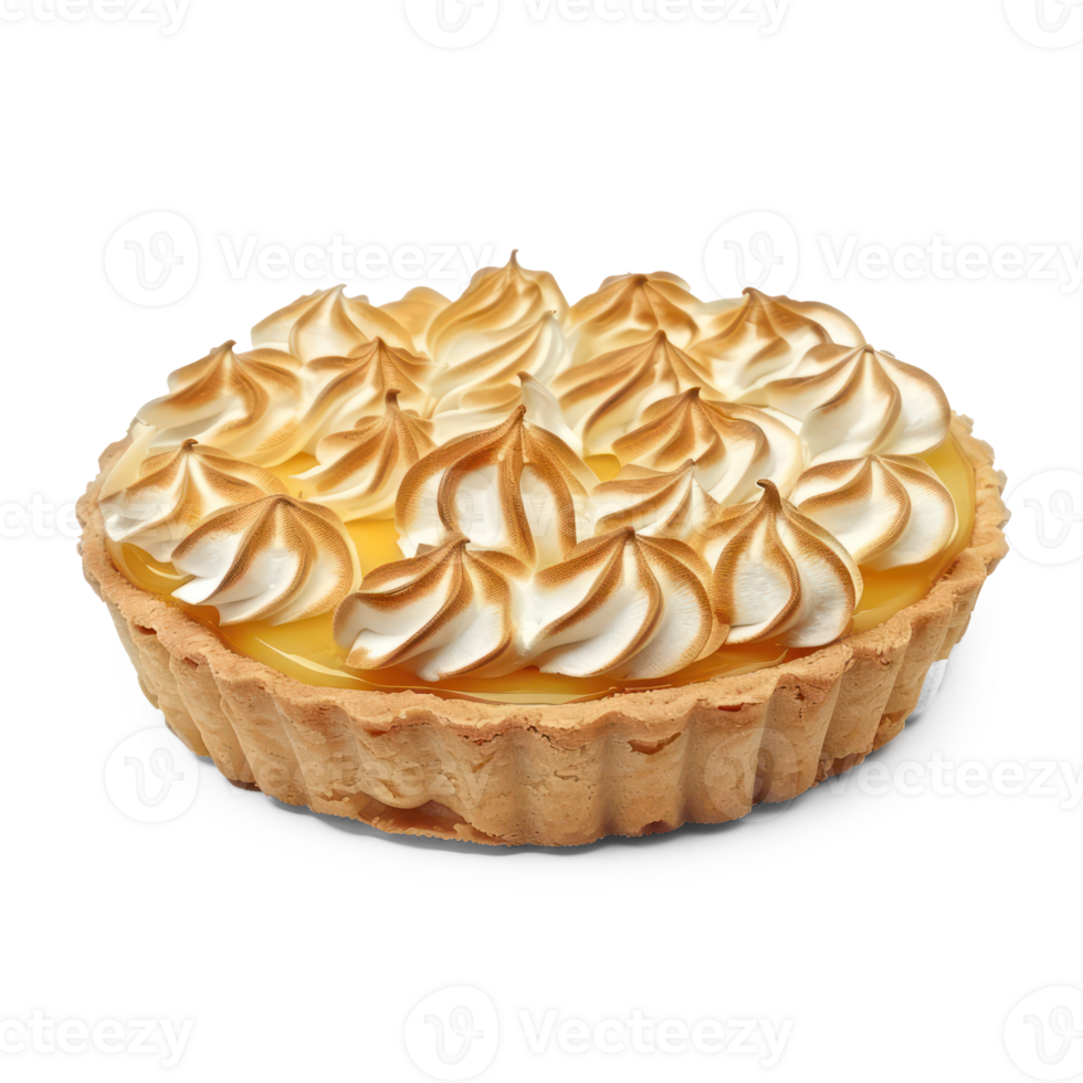 a lemon meringue pie on a transparent background png