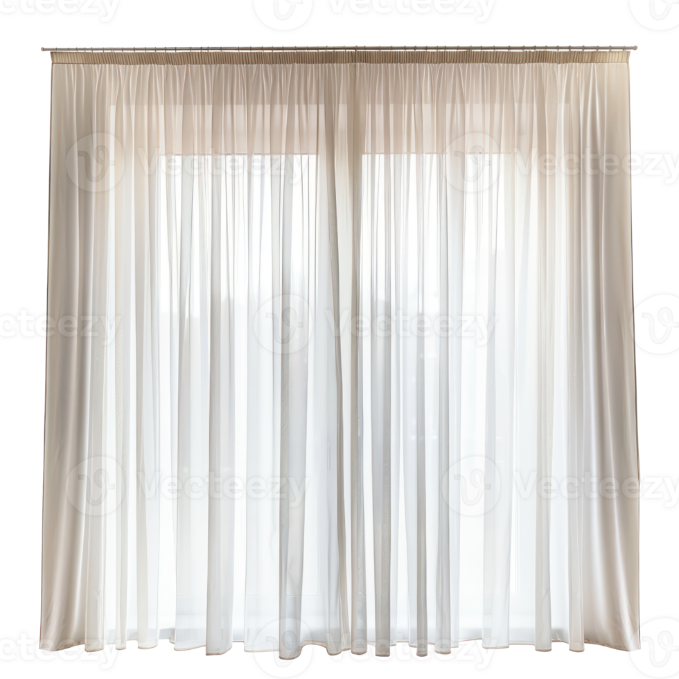 Modern Curtains front view full length isolate on white background, png