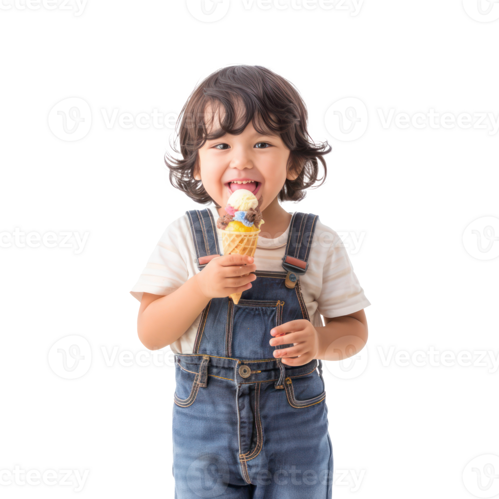 a little boy holding an ice cream cone png