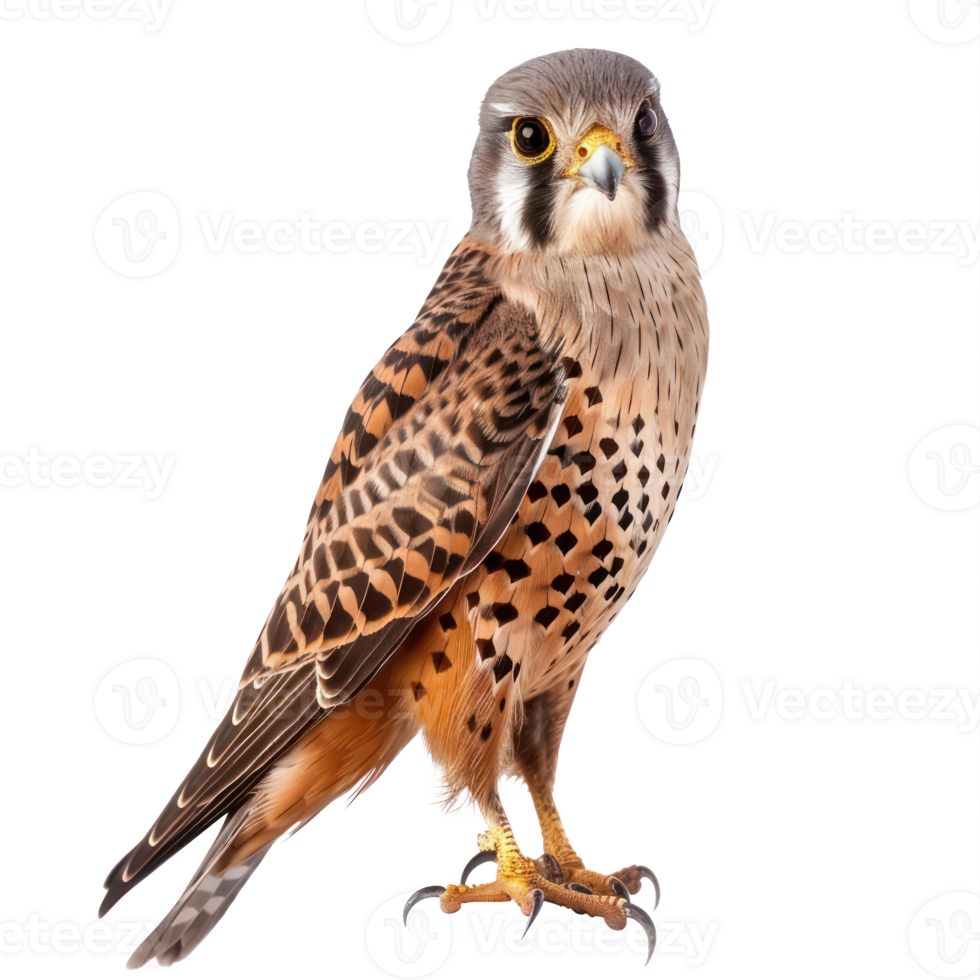 Kestrel bird front view full body isolate on transparent background png