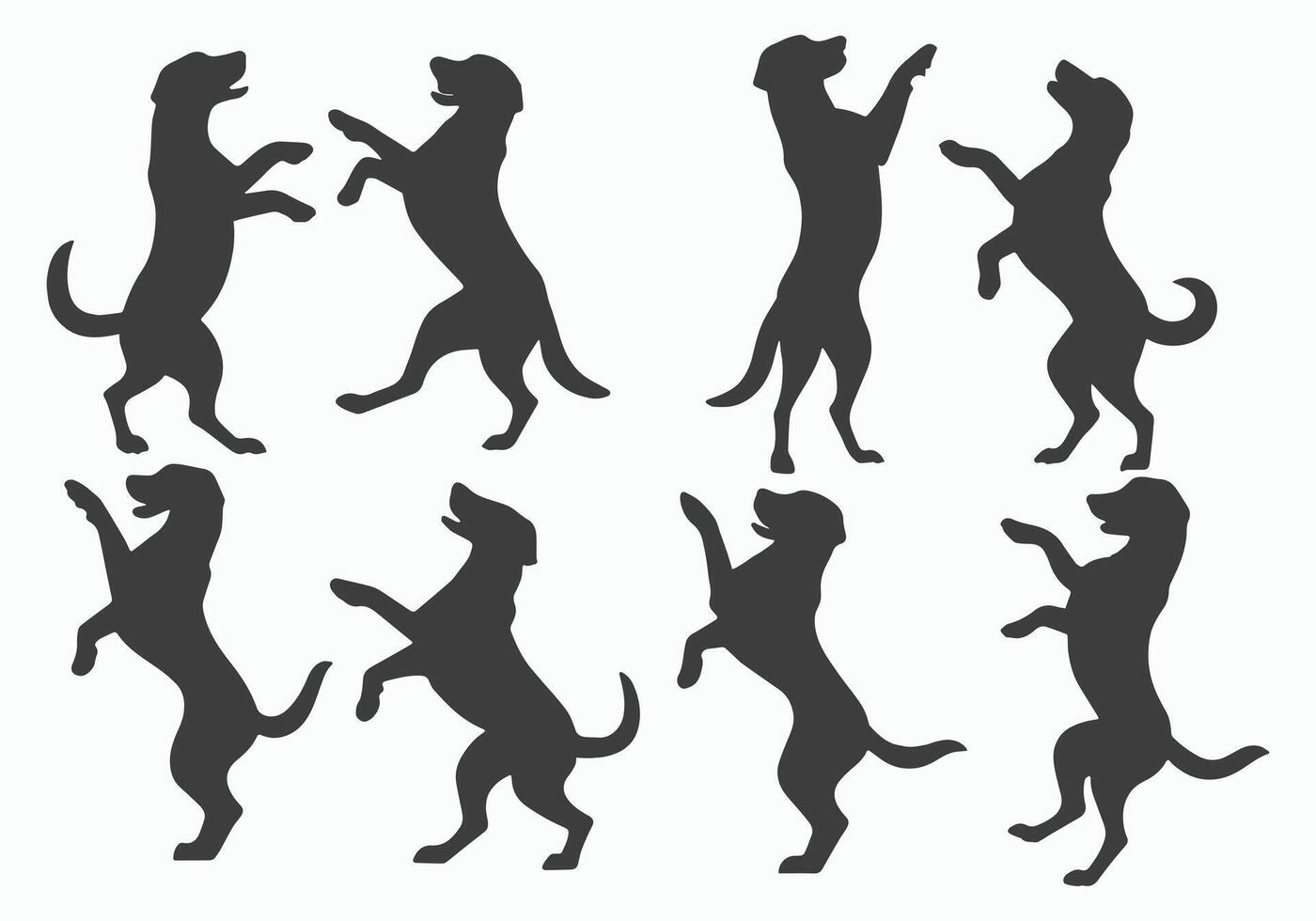 Set of Dancing Labrador Retriever Dog Silhouette vector