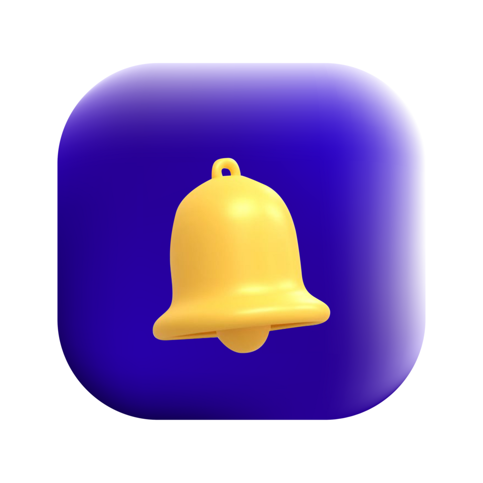 3D Bell Icon with Shadow and Reflection Effects for Depth png