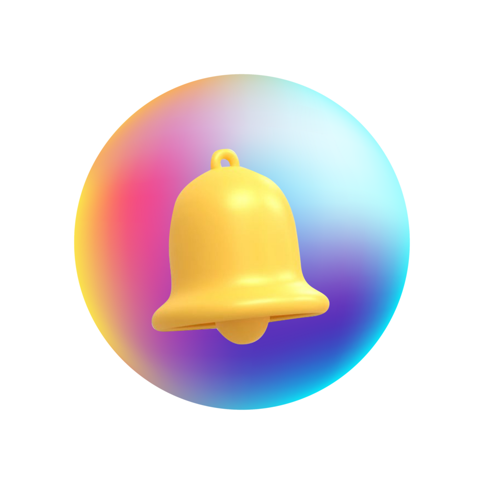 Colorful 3D Bell Icon with Gradient Effect for Stylish Use png