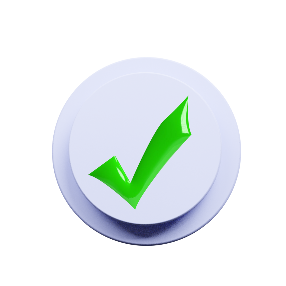 Realistic 3D Tick Icon for Digital Projects png