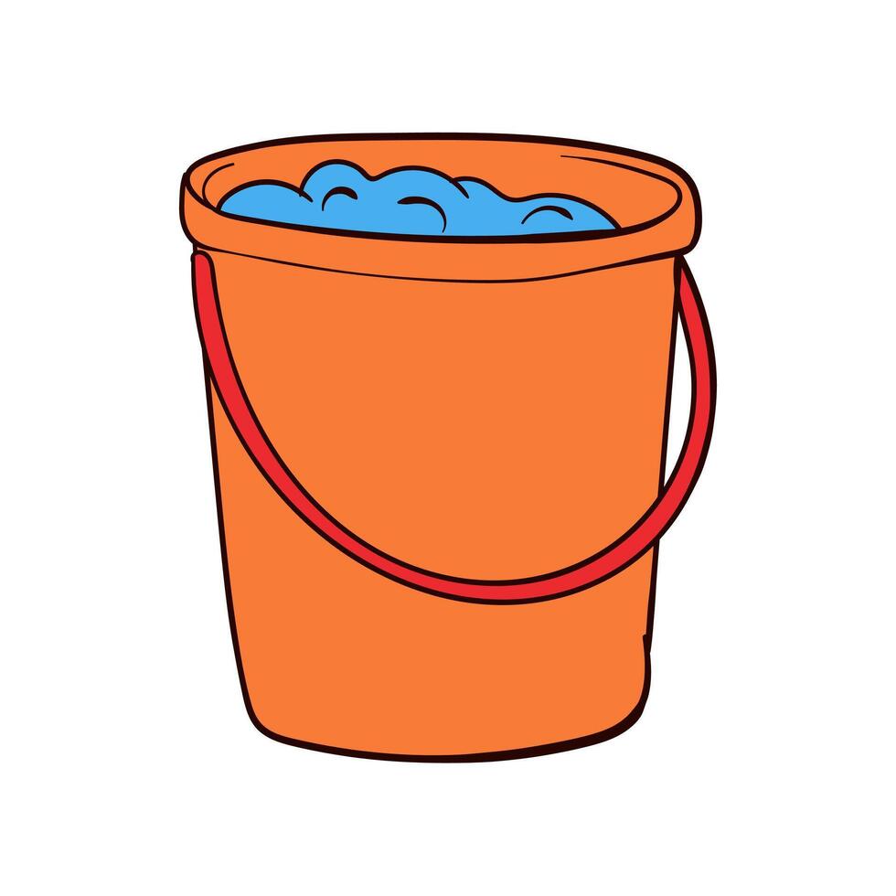 Orange Bucket With Soapy Water vector