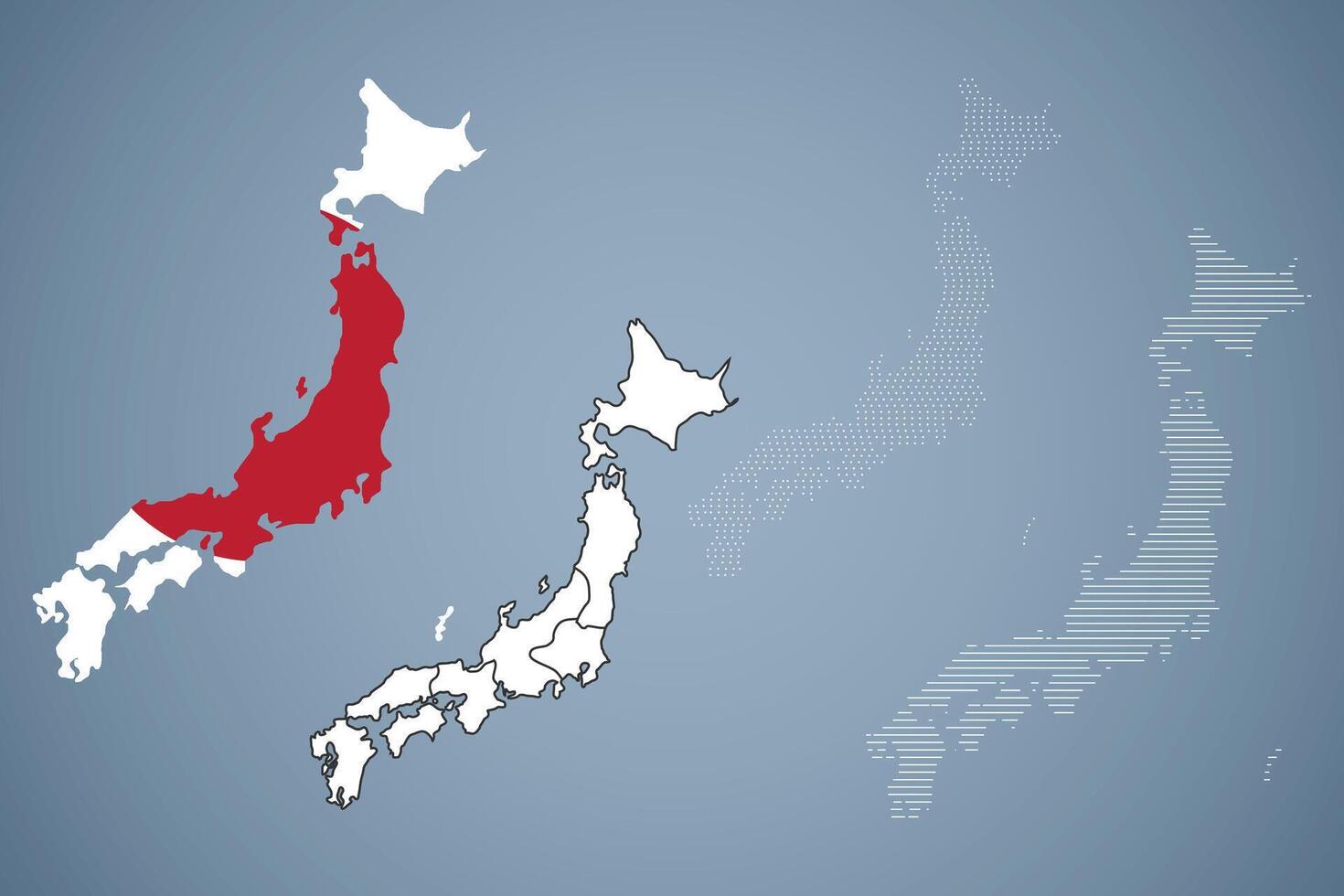 Japan Map Illustration with Flag vector