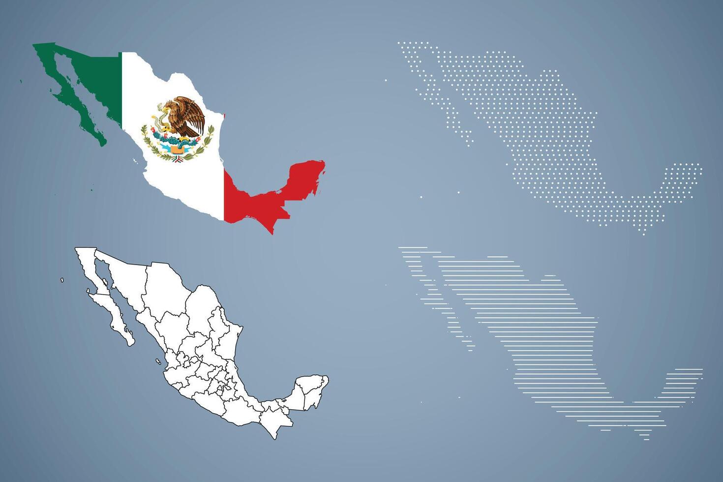 Mexico Map Illustration with Flag vector