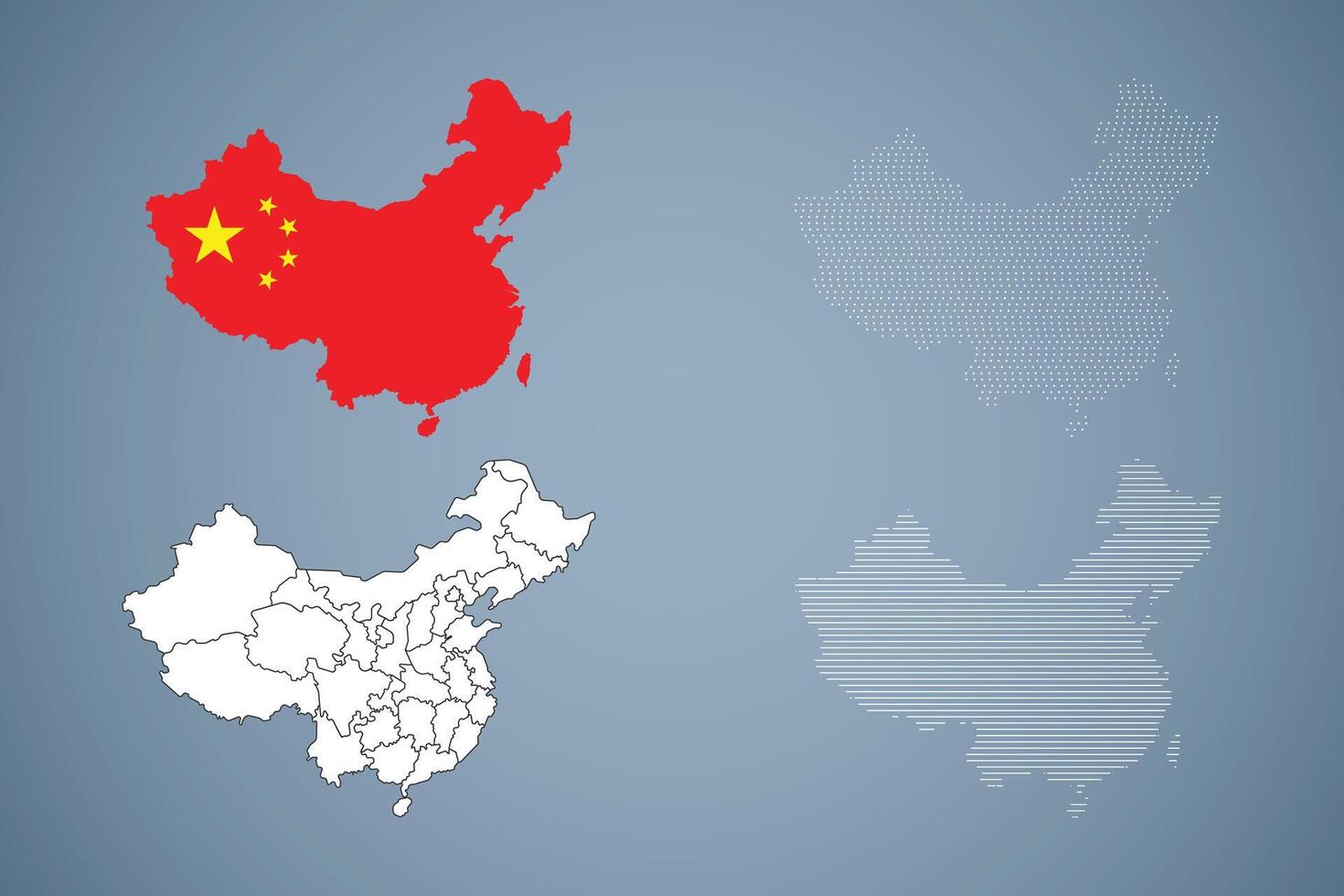 China Map Illustration with Flag vector