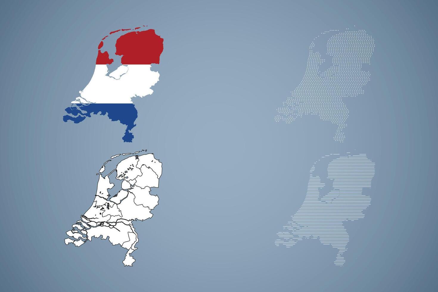 Netherlands Map Illustration with Flag vector