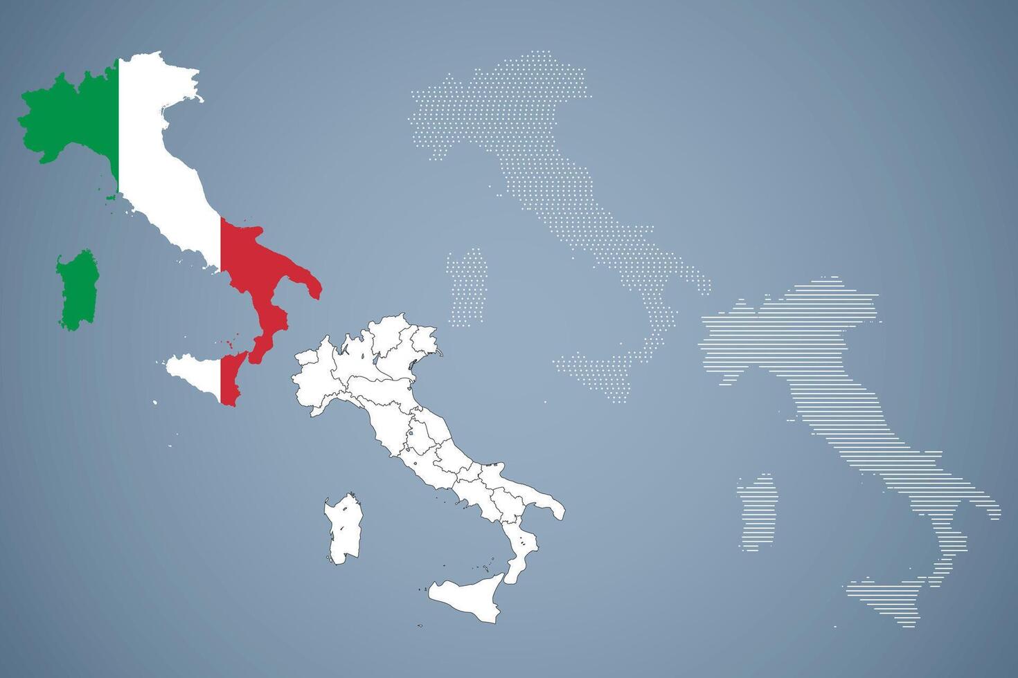 Italy Map Illustration with Flag vector