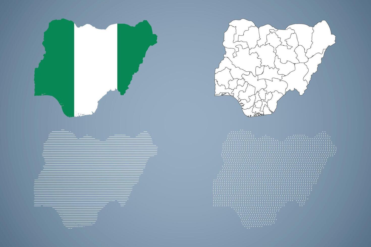 Nigeria Map Illustration with Flag vector