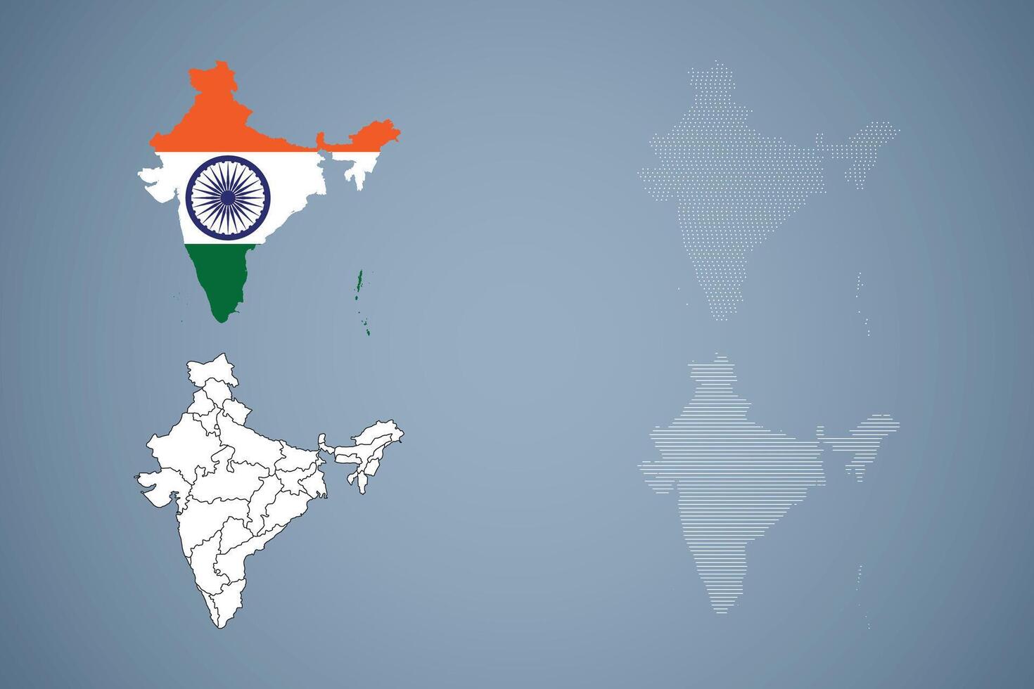 India Map Illustration with Flag vector