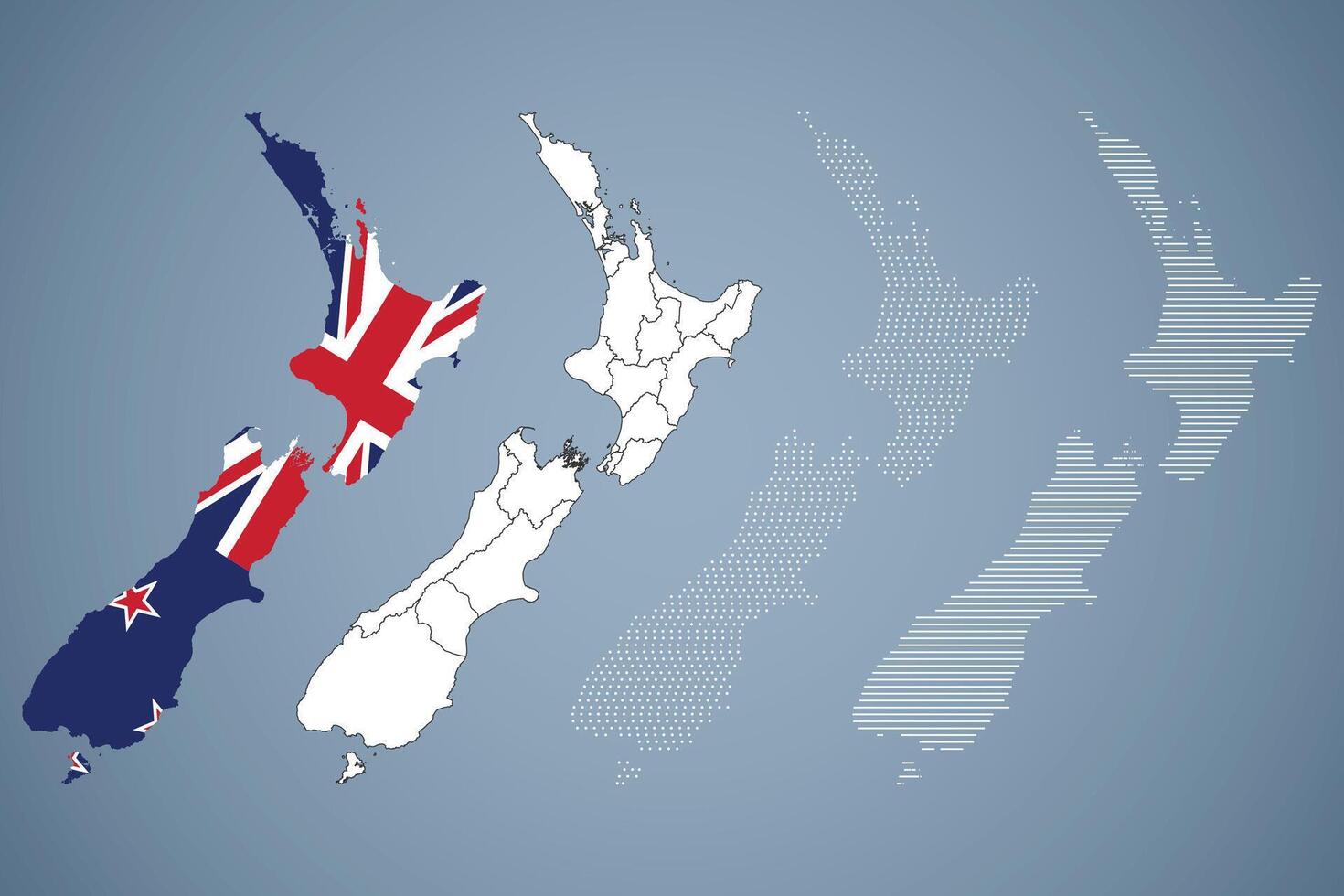 New Zealand Map Illustration with Flag vector