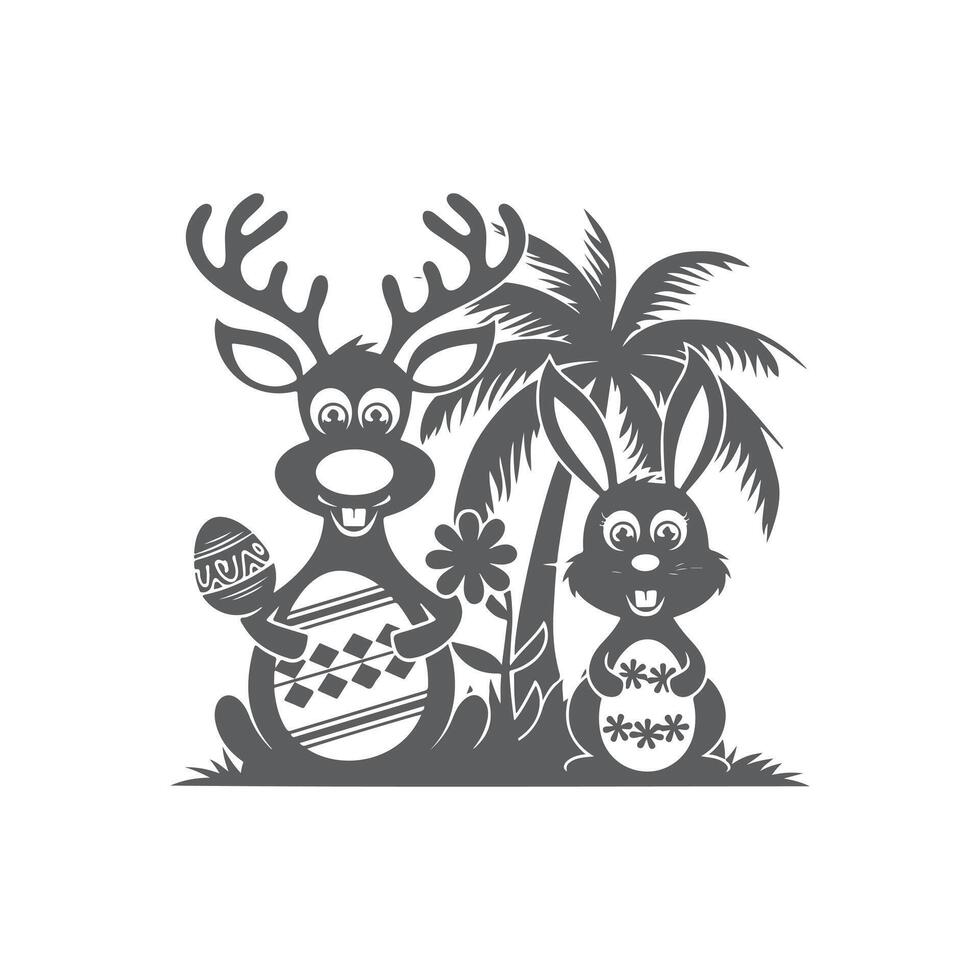 Star rabbit holding eggs illustration vector