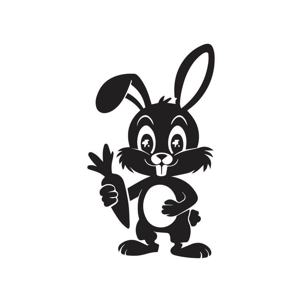 Cute Easter bunny holding a carrot on a transparent background vector