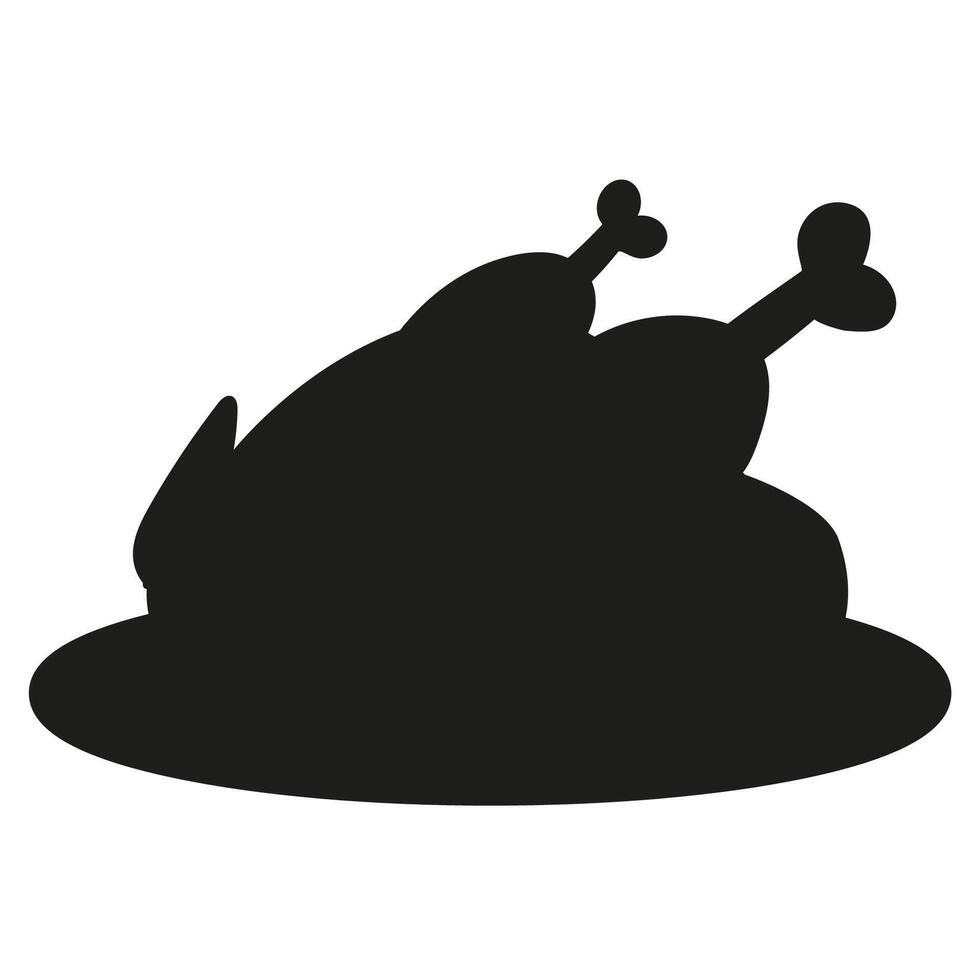 Isolated silhouette of a baked chicken on a white background vector