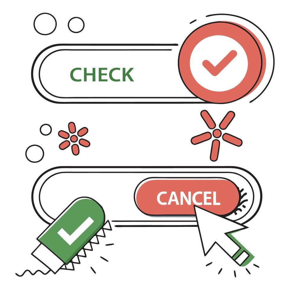 Checkmark and Cancel Buttons Collection vector