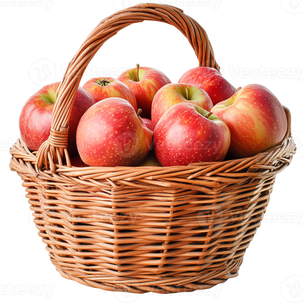 Basket of Fresh Apples Isolated on Transparent Background for Creative and Digital Design Projects png
