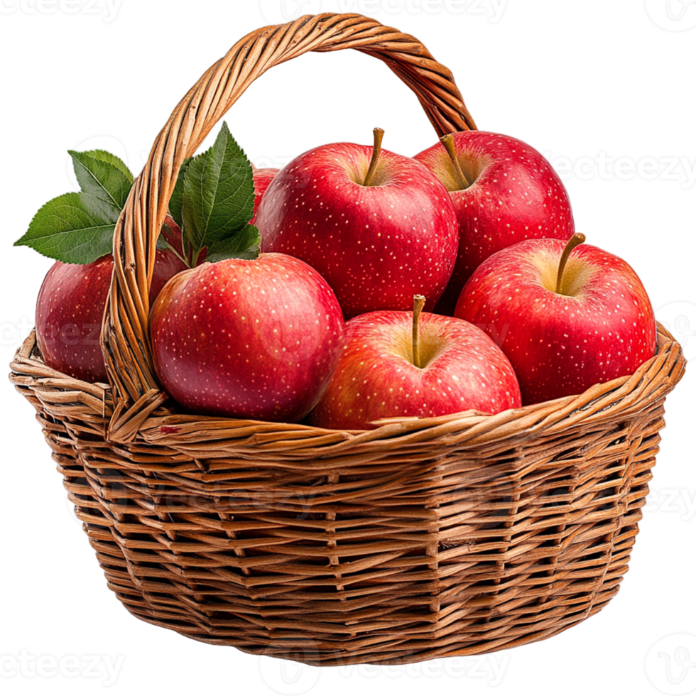 Basket of Fresh Apples Isolated on Transparent Background for Graphic Design and Creative Projects png