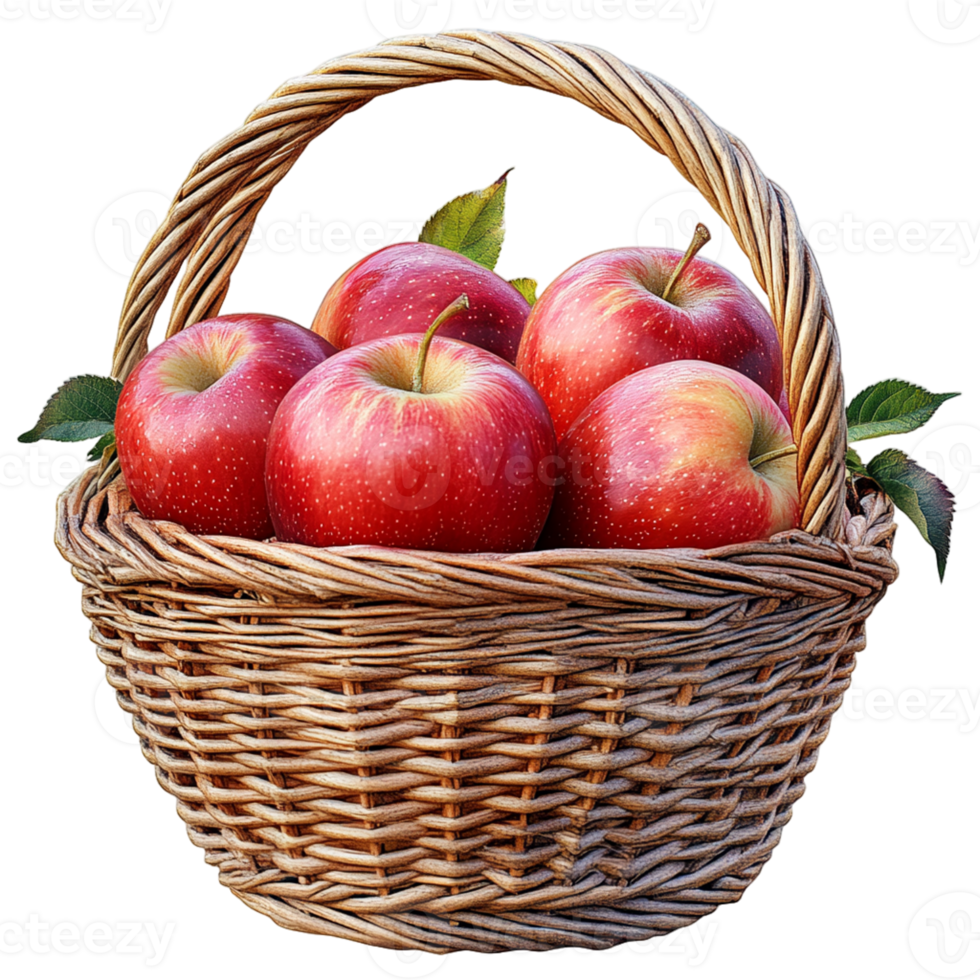 Fresh Apples Basket Isolated on Transparent Background for Creative Design and Packaging Projects png