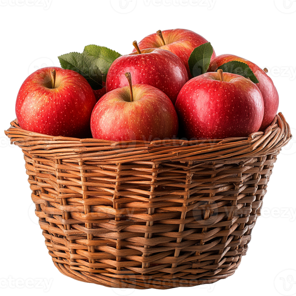 Basket of Fresh Apples Isolated on Transparent Background for Digital and Creative Projects png