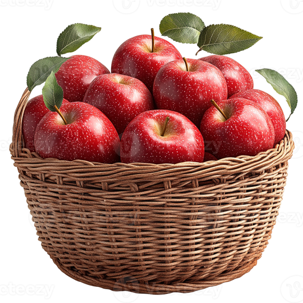Isolated Basket of Fresh Apples on Transparent Background for Design and Creative Projects png