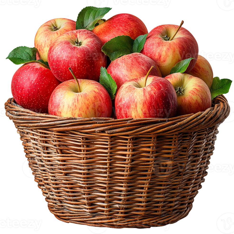 Apples Basket Isolated on Transparent Background for Creative Projects and Design Needs png