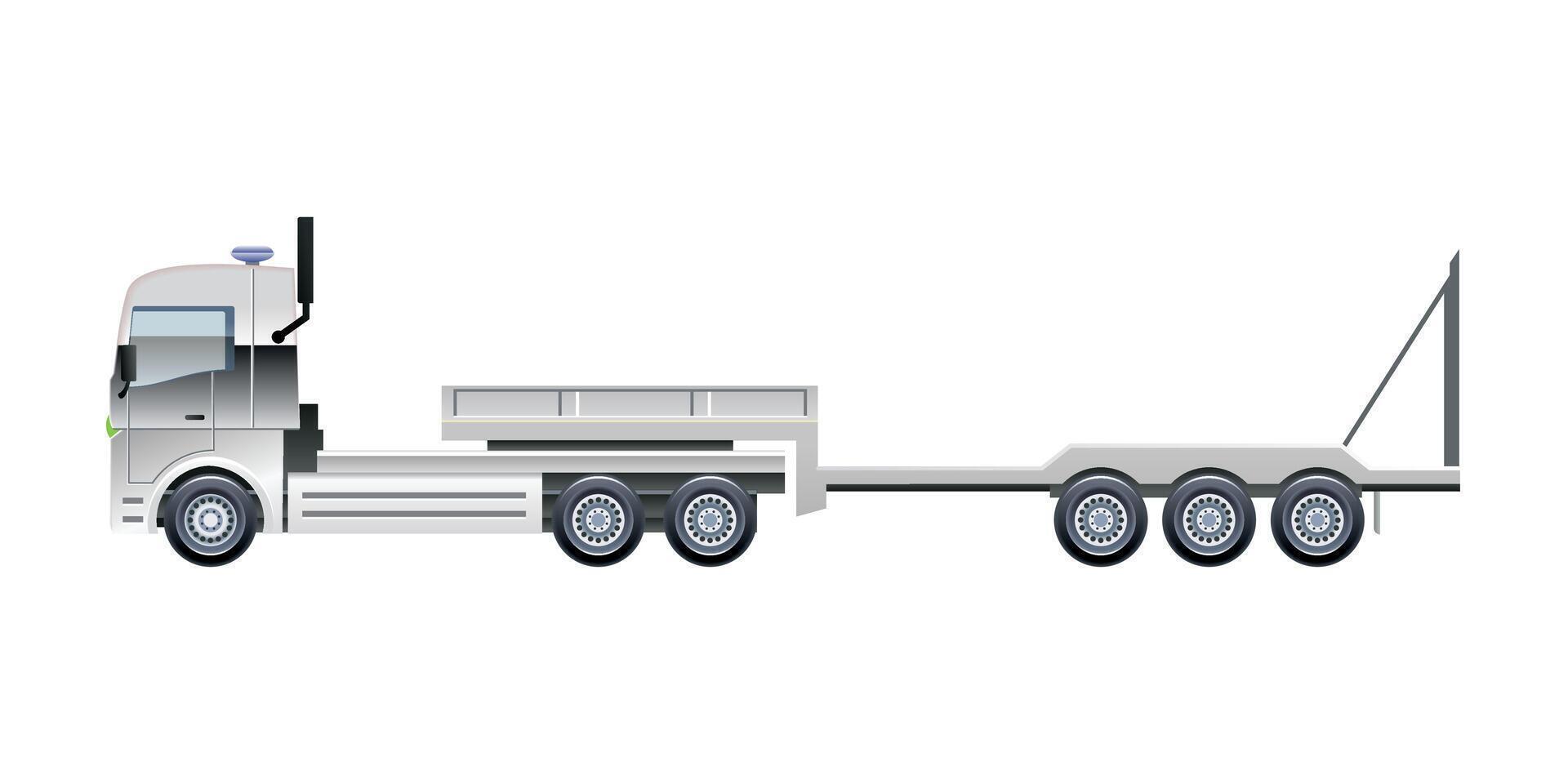 low loader semi trailer truck heavy industries Illustration vector