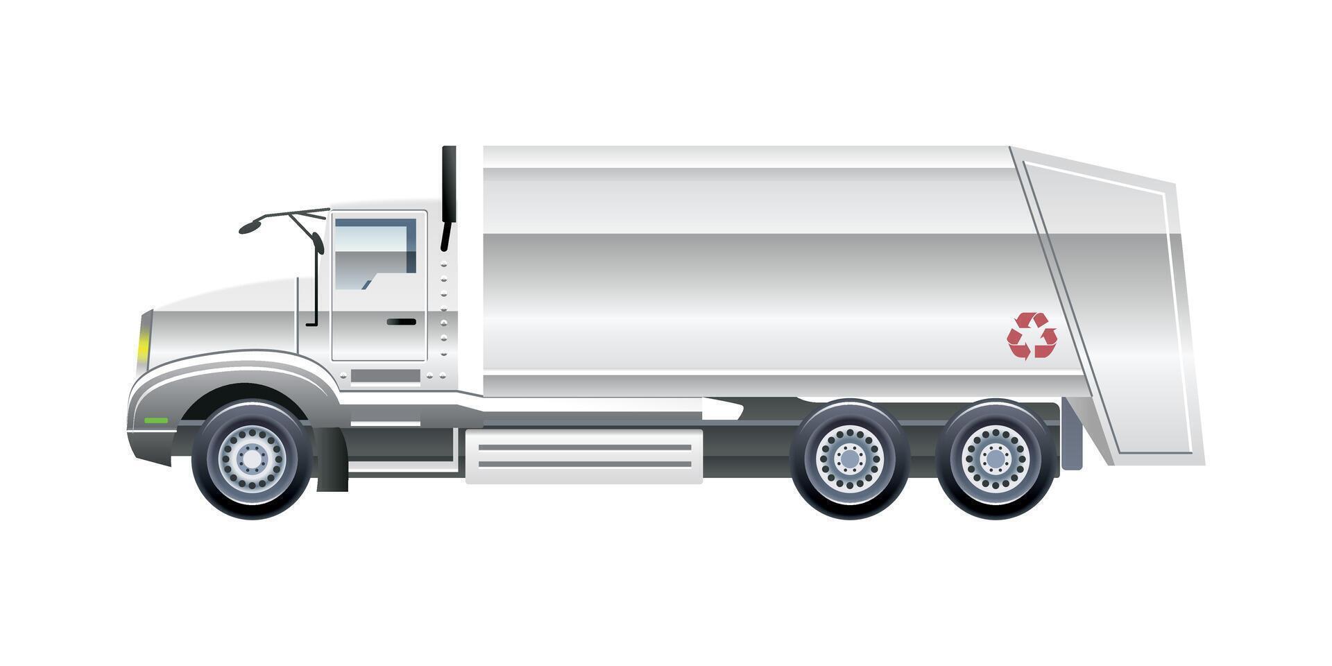 Garbage trucks cleaning and recycling service illustration vector
