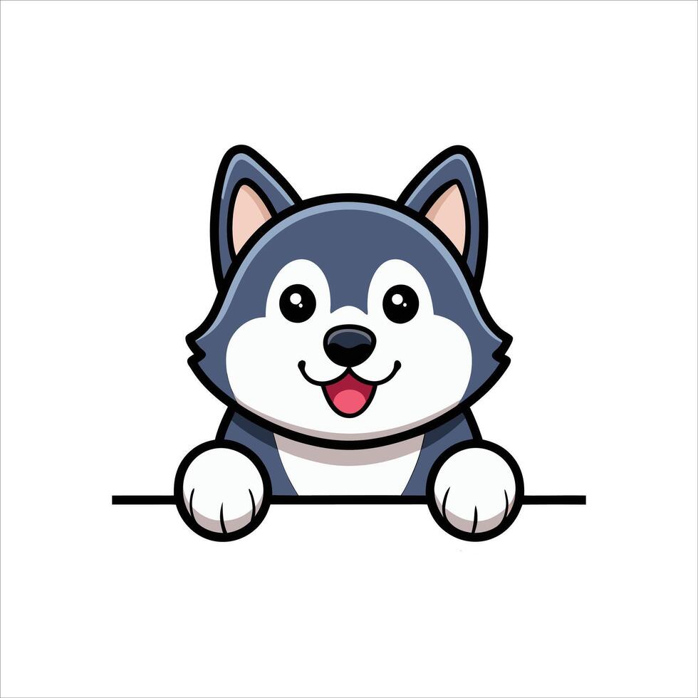 Alaskan Malamute Dog Peeking vector