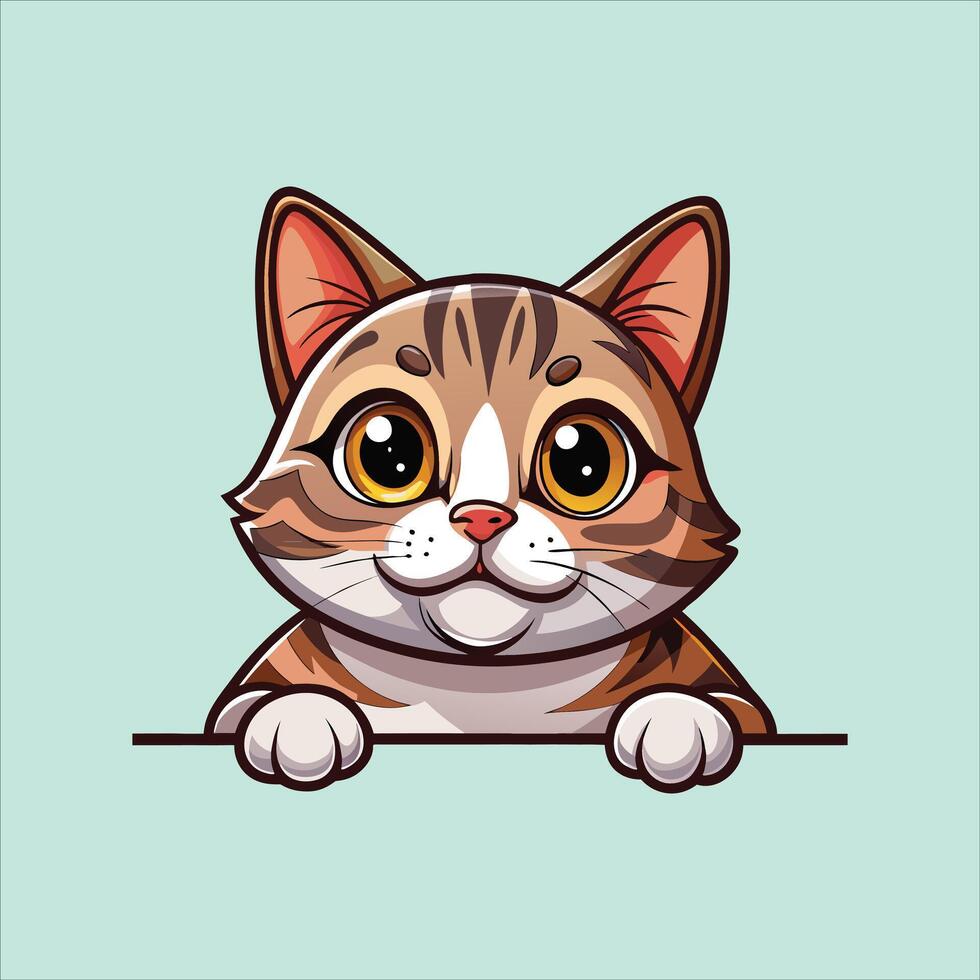 American Wirehair Cat Peeking Clipart vector