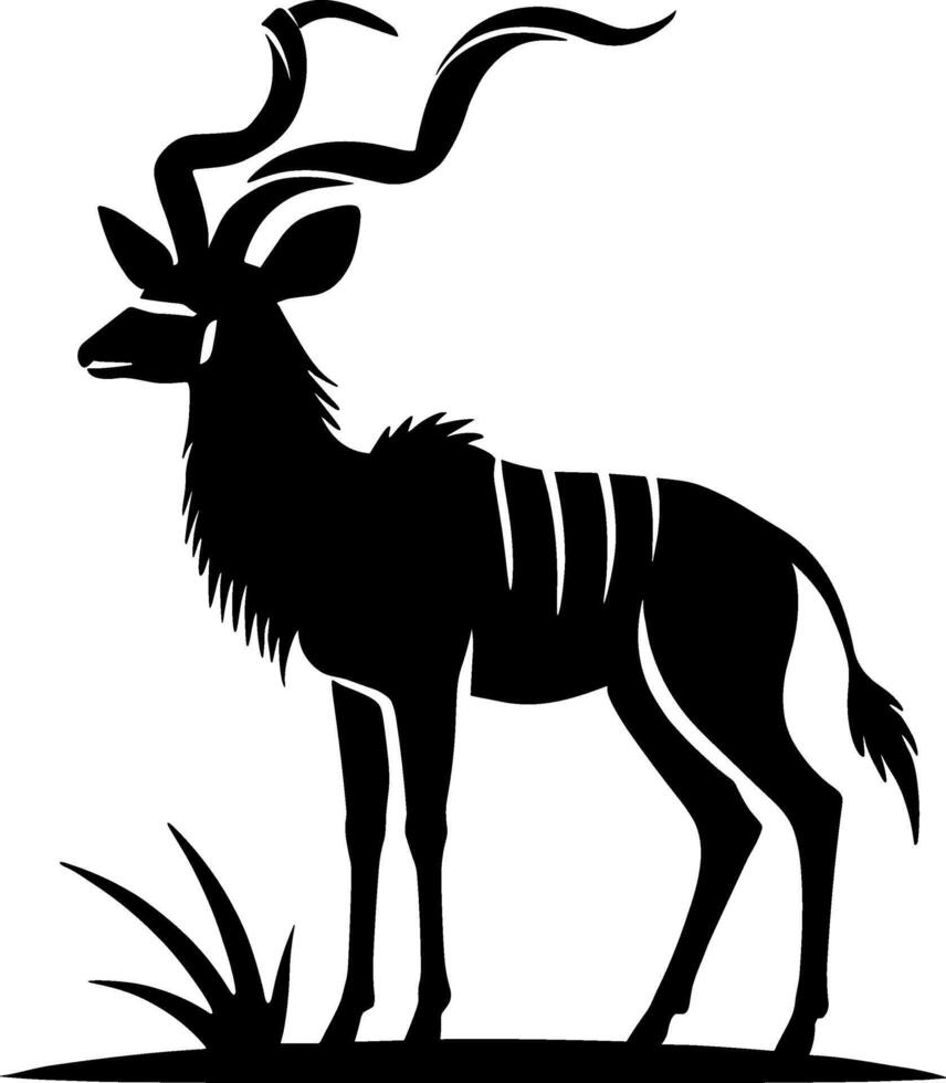 Graceful Standing Kudu Silhouette vector