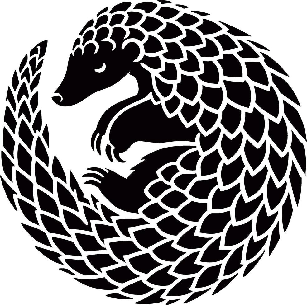 Curled Pangolin Silhouette vector