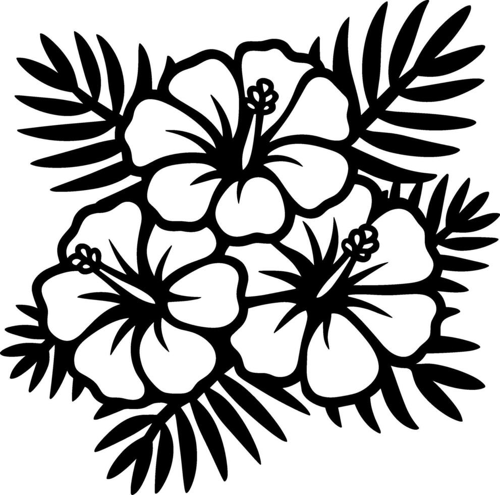 Minimalist Hibiscus Trio Silhouette vector