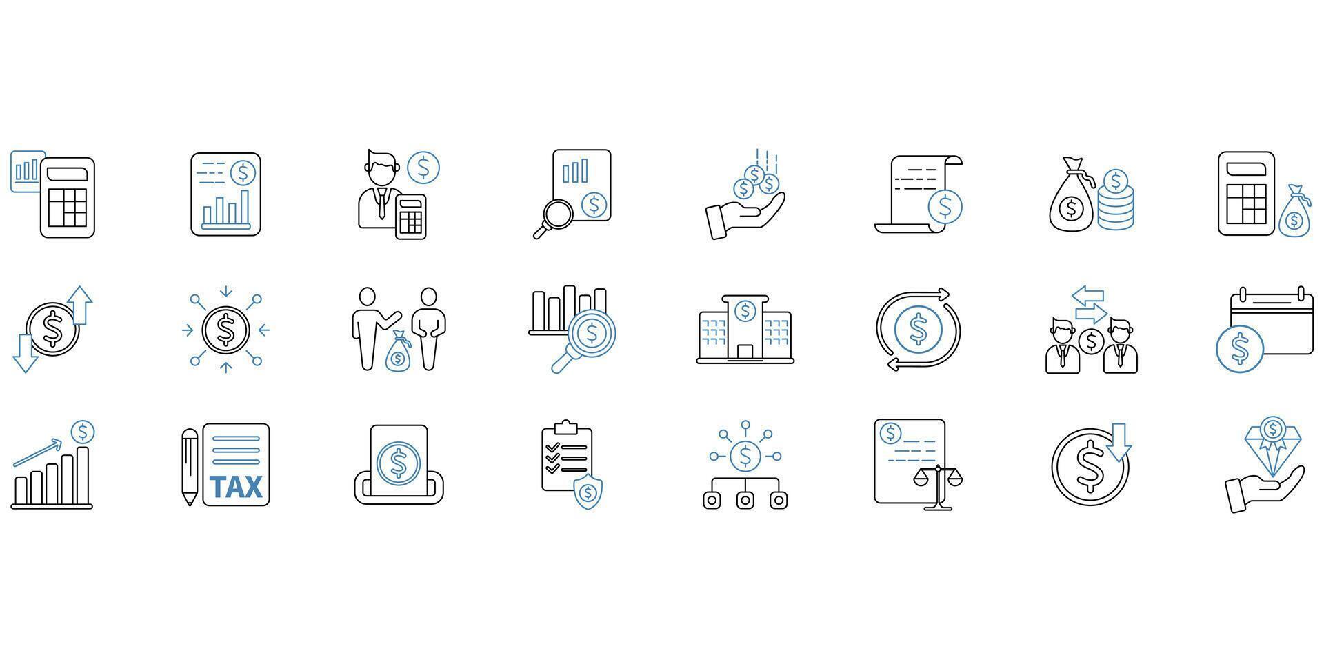 Accounting icons set. Set of editable stroke icons.Set of Accounting vector