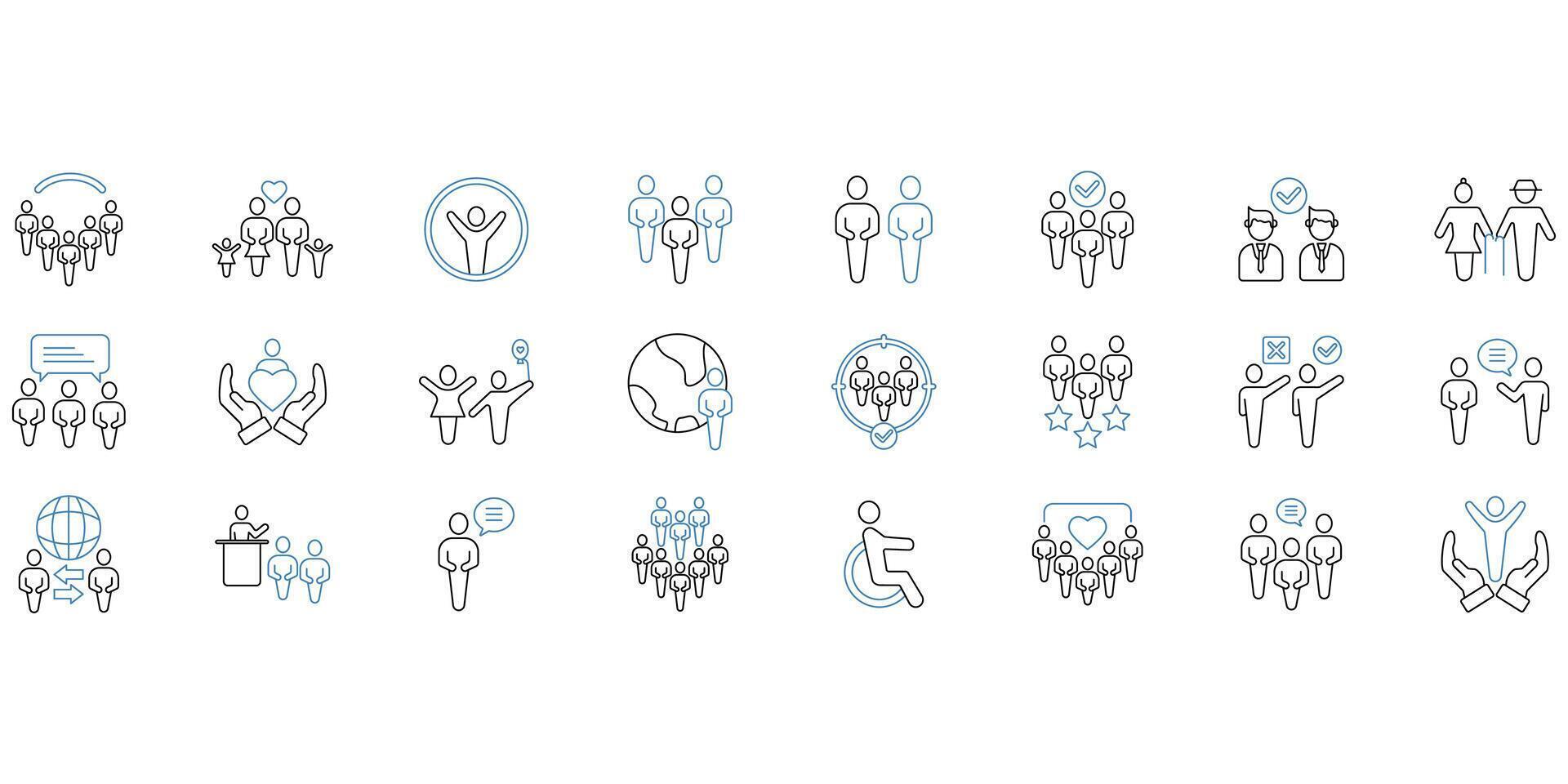 people icons set. Set of editable stroke icons.Set of people vector