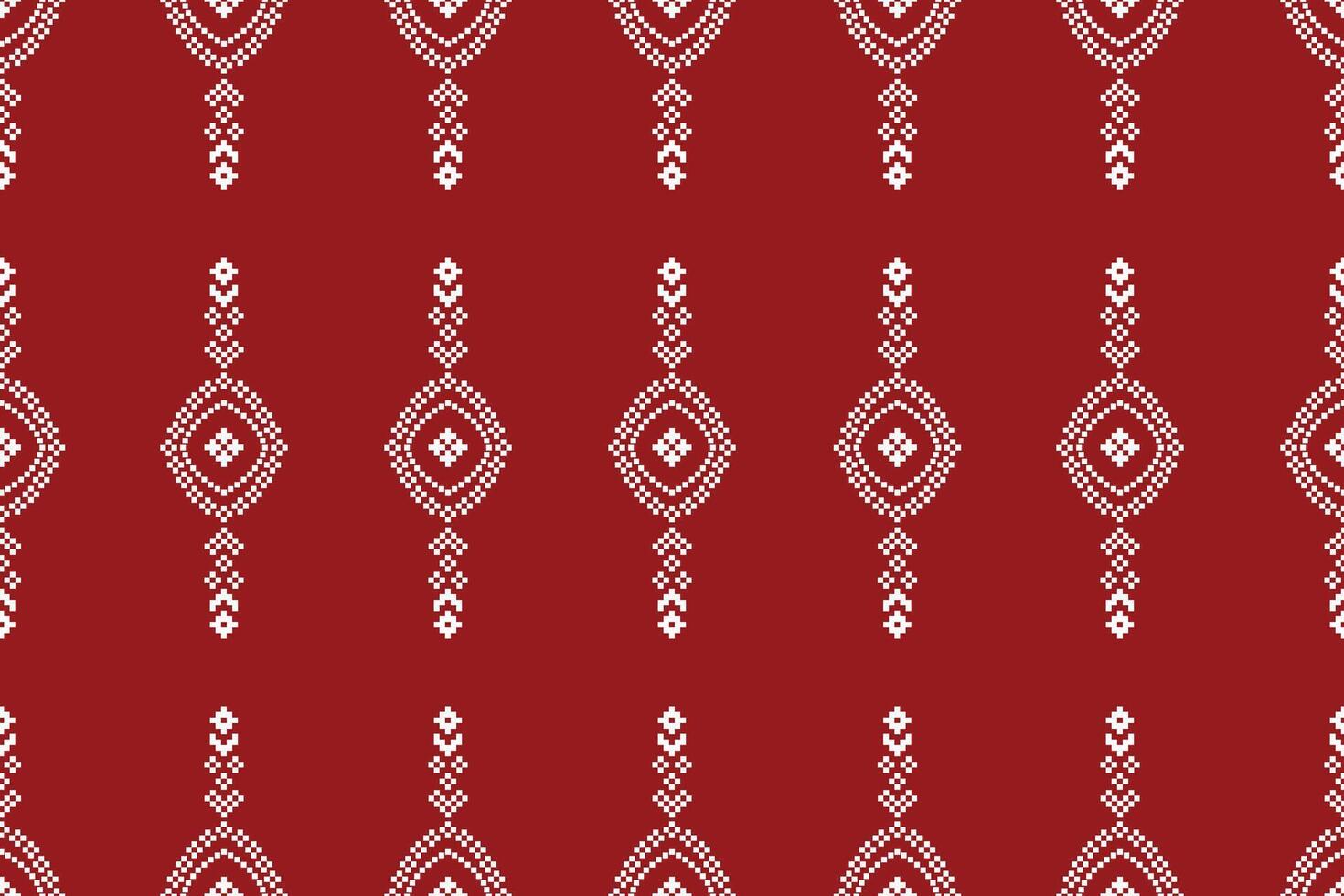 Red color wallpaper background with ethnic pattern and fabric pattern. vector
