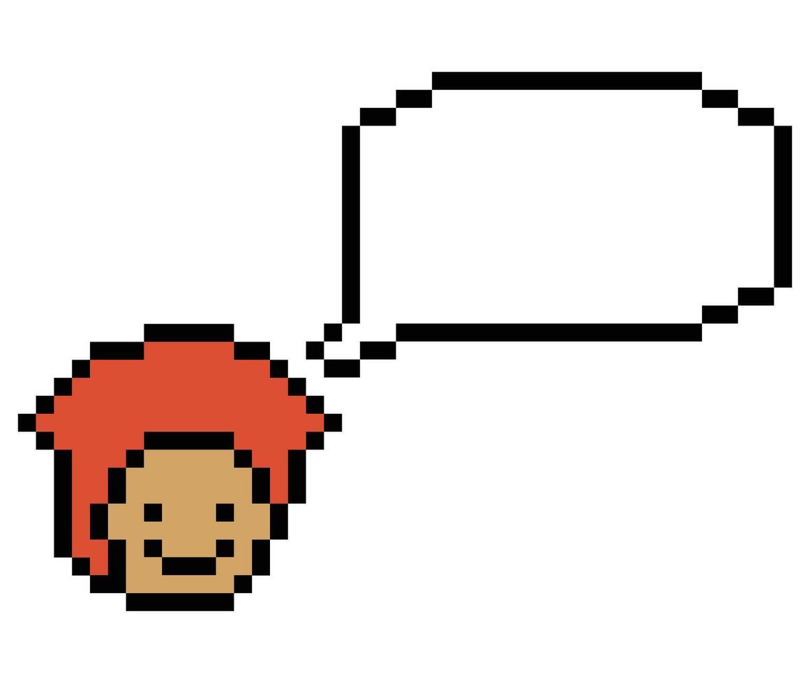 Cartoon smile man male boy with chat box blank 8-bit design. vector