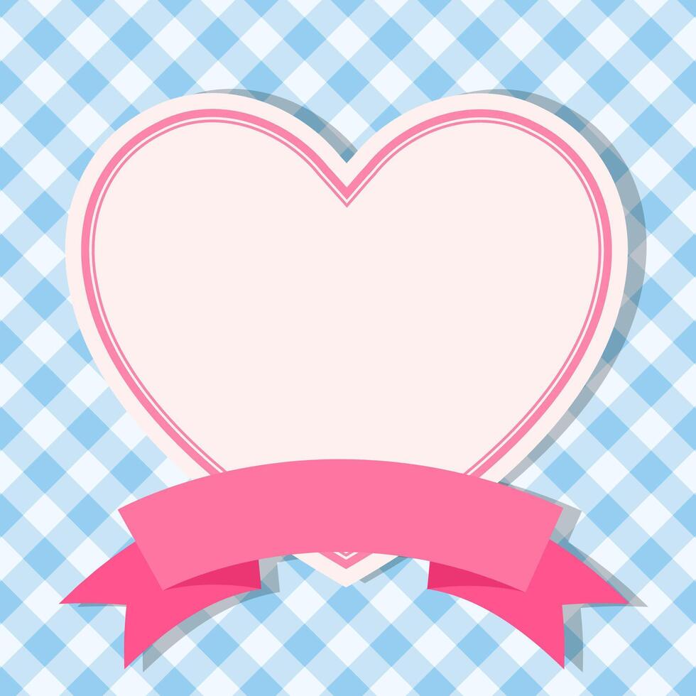 Blue frame with heart for invitation card vector