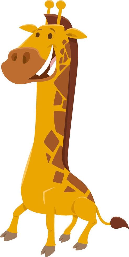 funny cartoon giraffe wild animal character vector