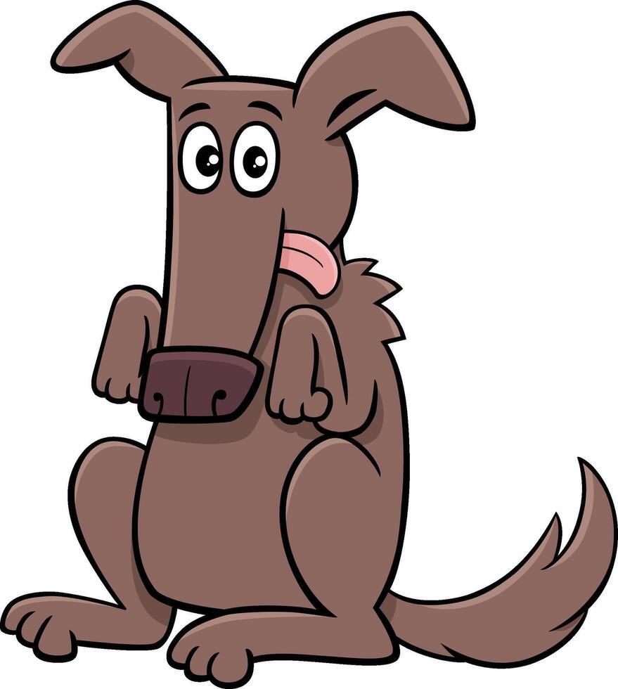 cartoon funny dog animal character standing and beging vector