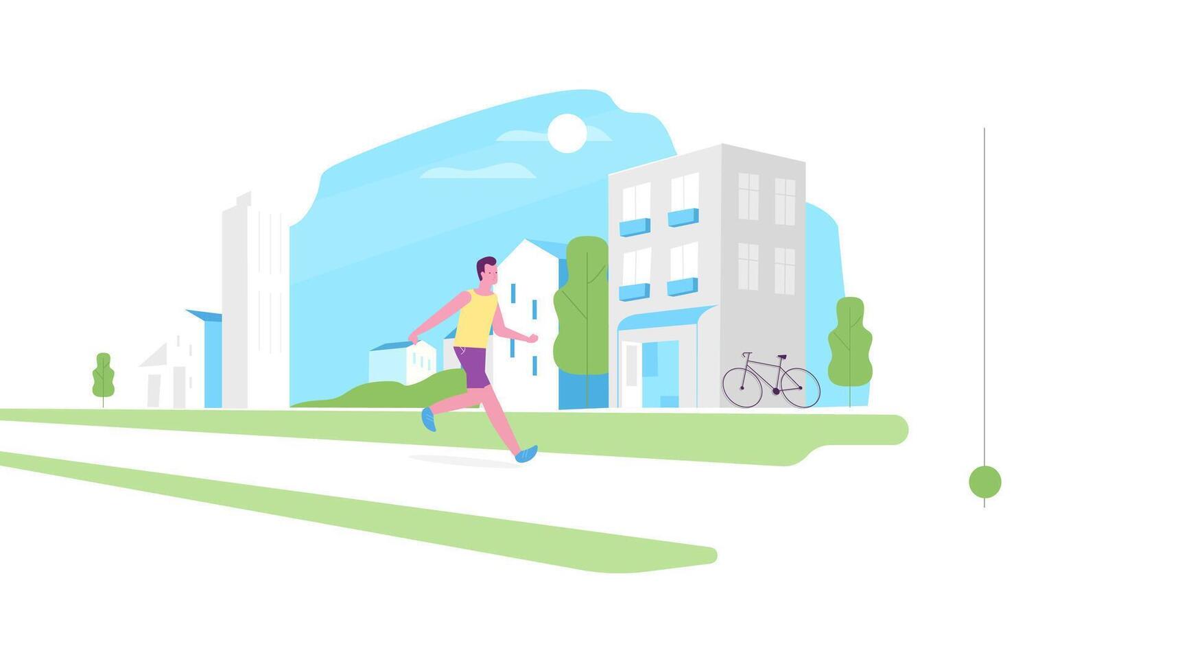 Dynamic Urban Lifestyle Illustration Featuring a Runner in a Modern Cityscape vector
