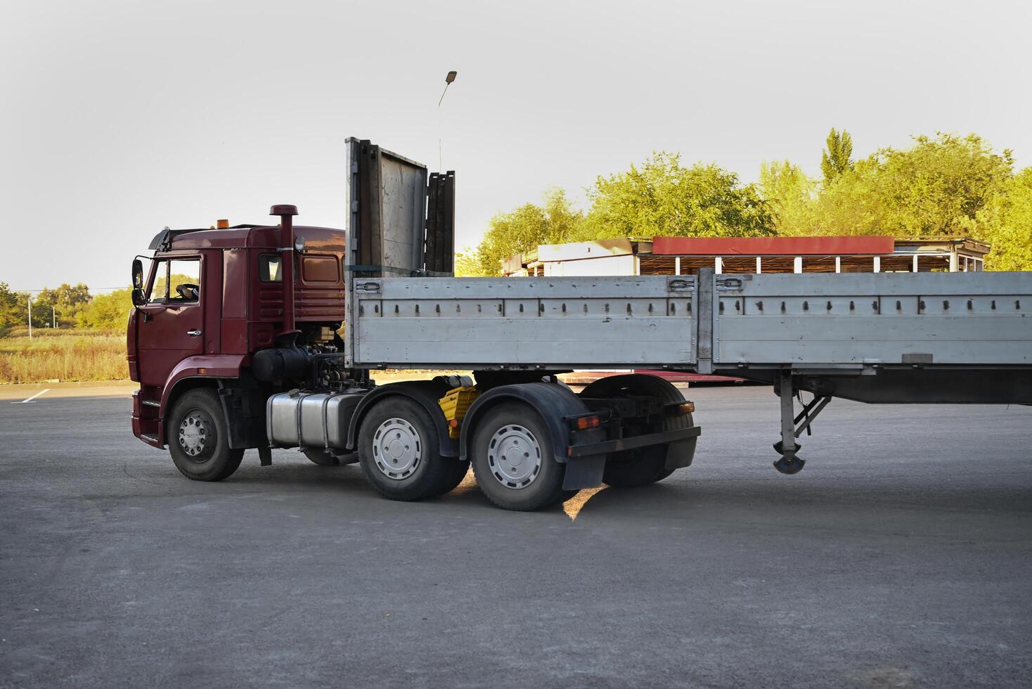 An empty truck with sides is ready for loading photo