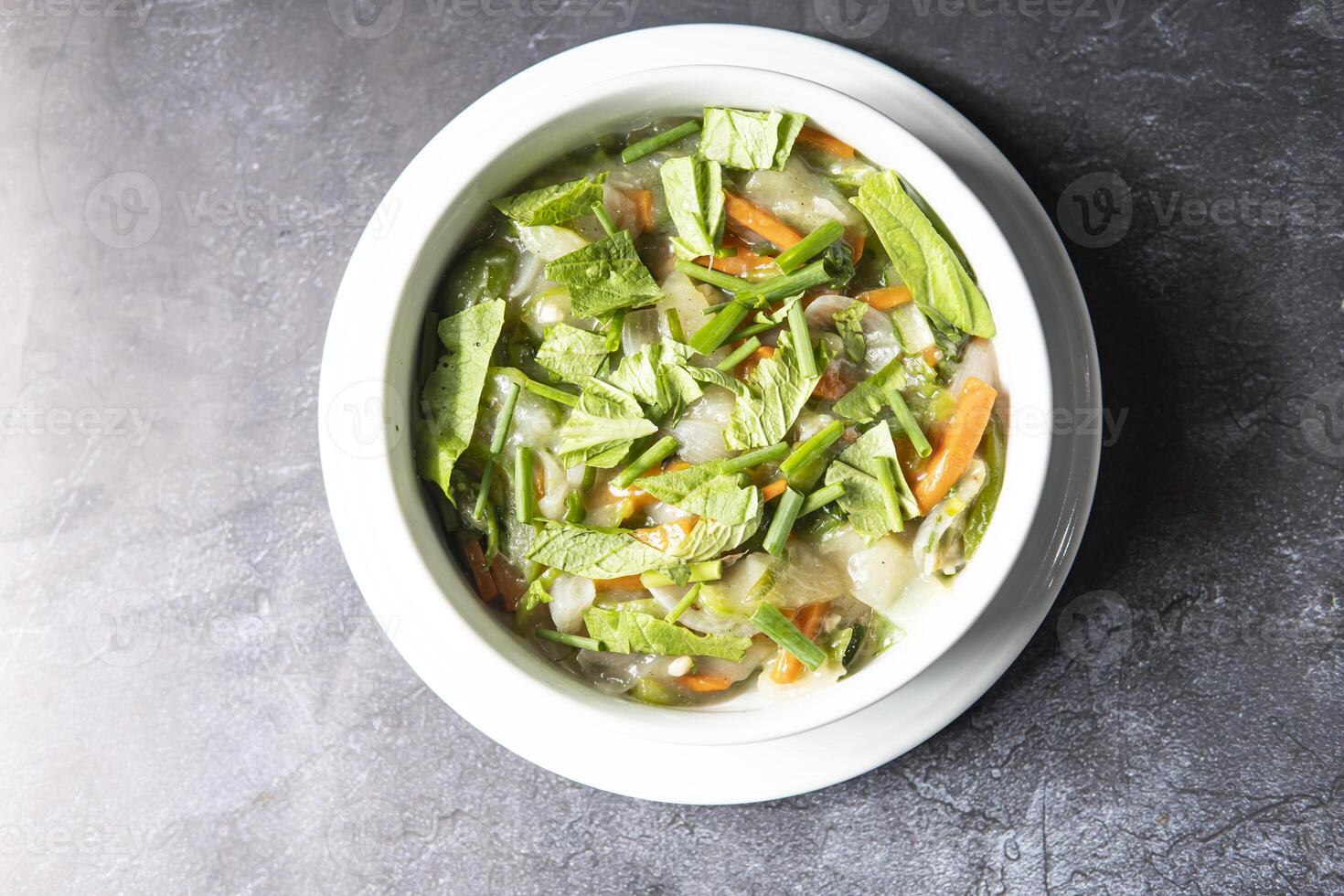Chinese Stir Fried Vegetable served in bowl dish isolate on grey background top view of indian, bangladeshi and pakistani food photo