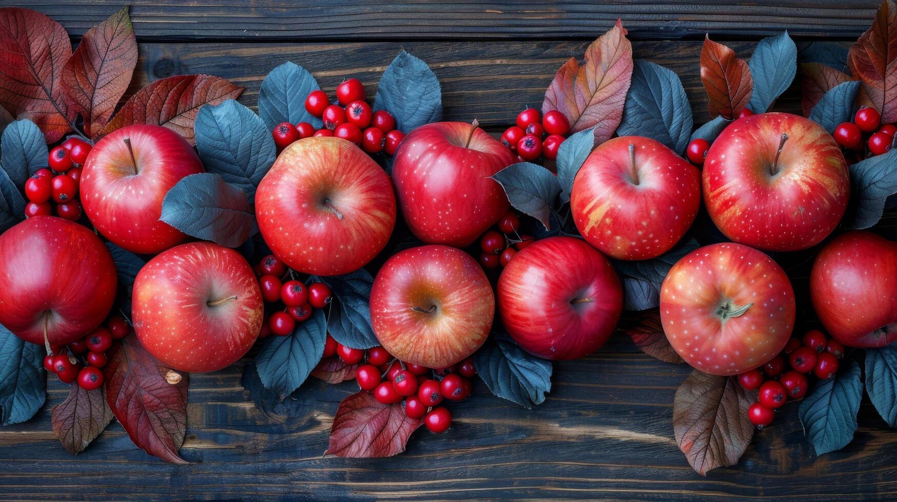 red apple isolated on a wooden table in summer, Fresh red apple organic fruits on rustic wooden table, close up fresh fruit for healthy lifestyle landscape background photo